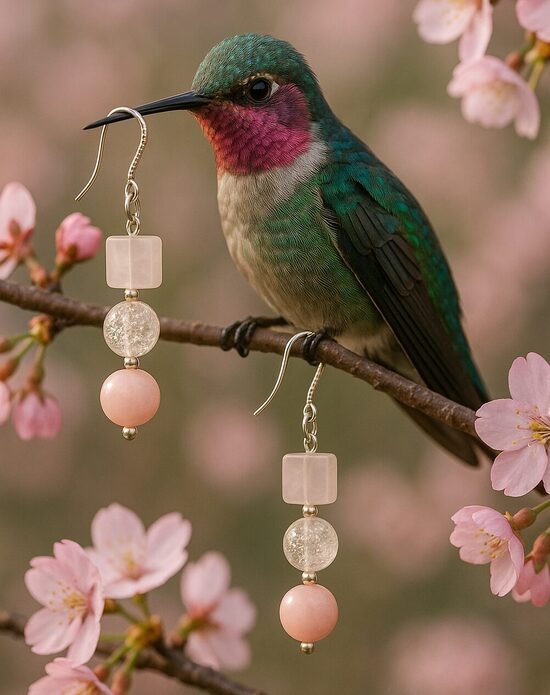 Dabīgo akmeņu auskari "Japāņu dārza rota"
